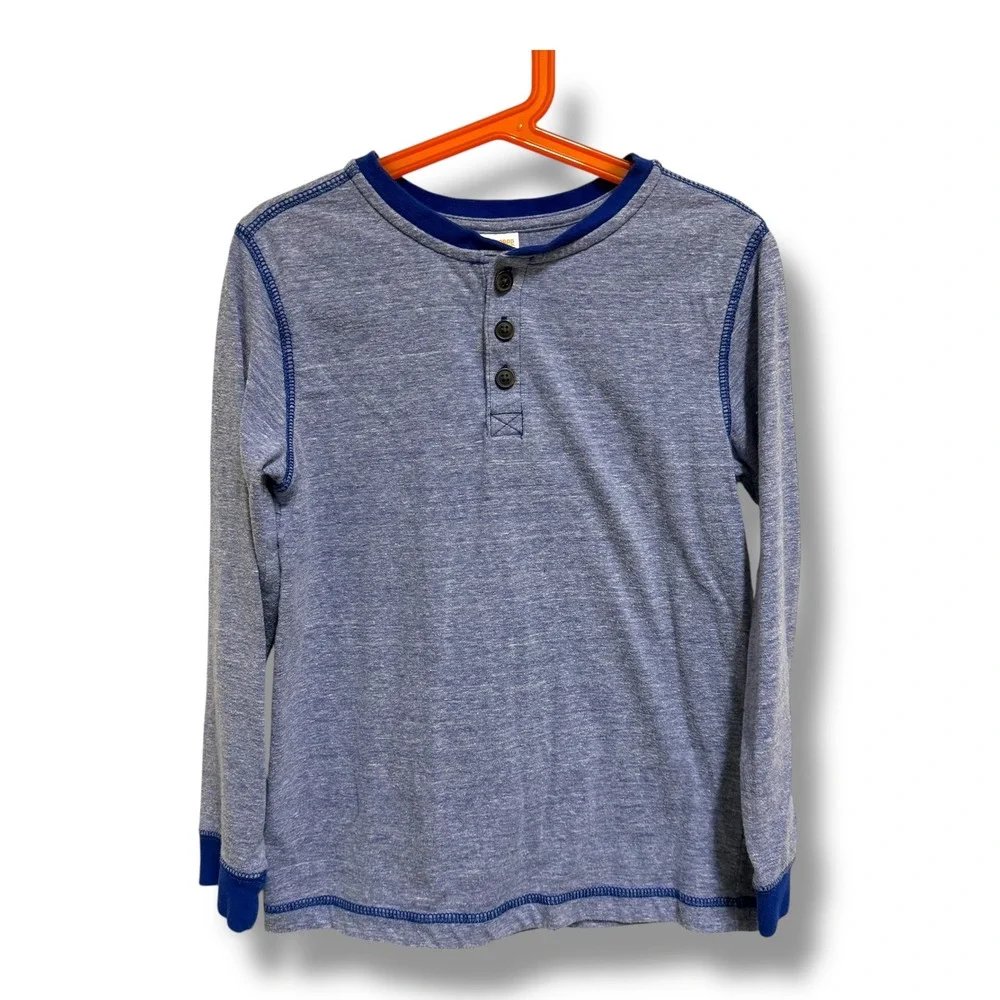Gymboree Boys‎ Heather Blue Long Sleeve Henley Shirt Size 7 Shipmates